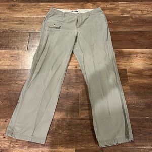 Columbia Pants Women's 10 Olive Canvas Outdoors Hiking 34Wx27L Cotton Chinos